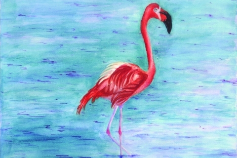 Flamingo Cape May Zoo #77841 12x16 watercolor